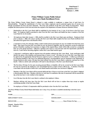 Prince William County Sick Leave Bank Enrollment Form