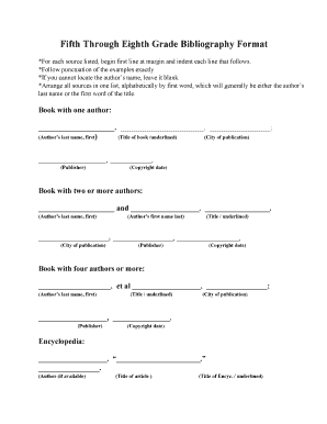 Fifth Through Eighth Grade Bibliography Format