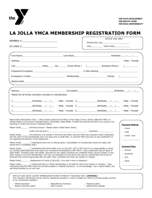 YMCA Membership Registration Form