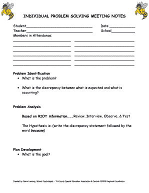 Individual Problem Solving Meeting Notes