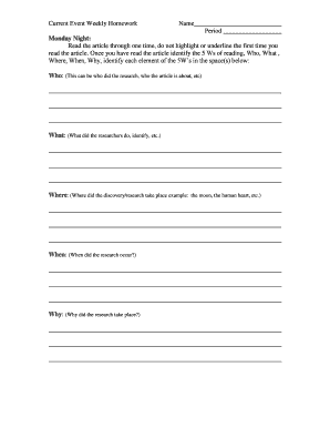 Current Event Weekly Homework