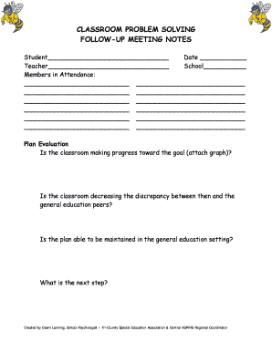 Classroom Problem Solving Follow-Up Meeting Notes