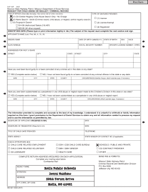 Missouri Child Abuse Criminal Record Request Form