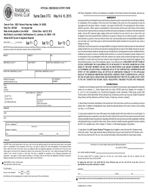 AKC Dog Obedience Entry Form
