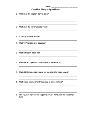 Mi'kmaq Creation Story Worksheet