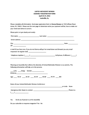 United Methodist Women Assembly Registration Form