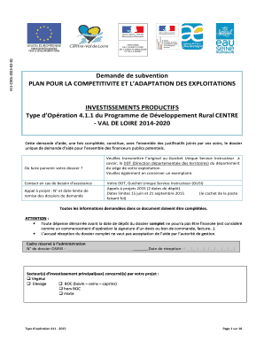 Demande de subvention