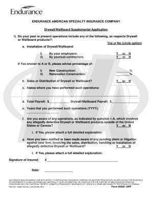 Drywall/Wallboard Supplemental Application
