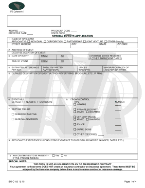 Special Events Application Form