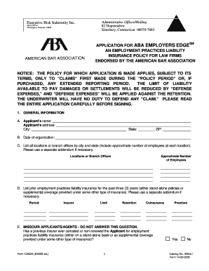 ABA Employers Edgesm Employment Practices Liability Insurance Application