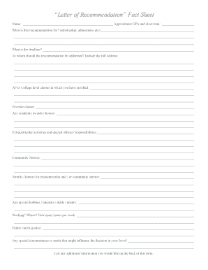 Letter of Recommendation Request Form