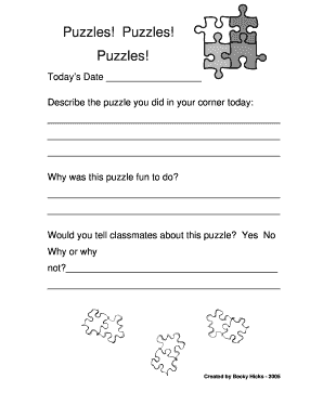 Puzzle Activity Worksheet