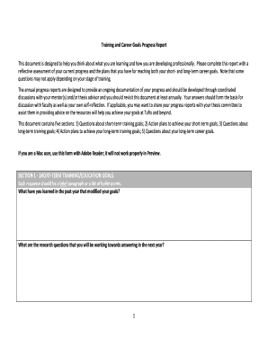 Training and Career Goals Progress Report