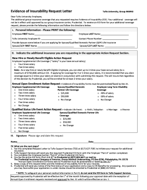 Evidence of Insurability Request Letter