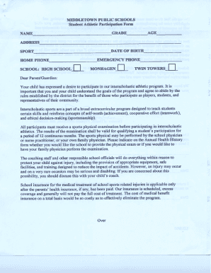 Middletown Pre-Sports Health History Form