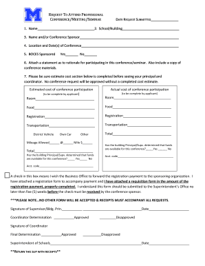 Request to Attend Professional Conference Form