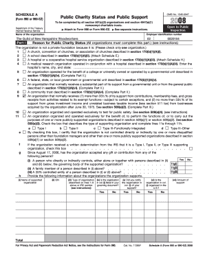 Schedule A Form 990 or 990-EZ