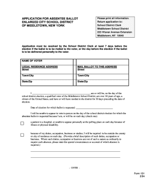 Absentee Ballot Application