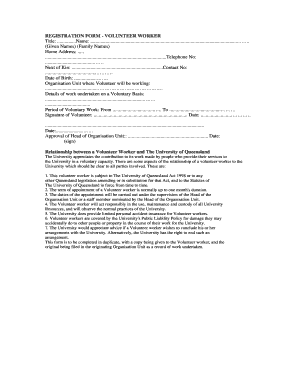 Volunteer Worker Registration Form