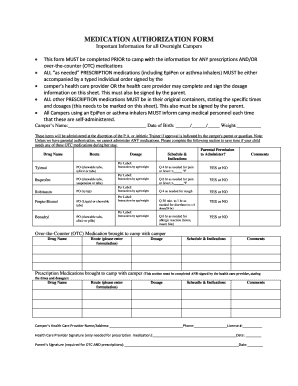 Medication Authorization Form