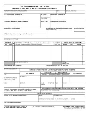US Government Bill of Lading