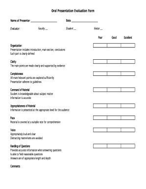 Oral Presentation Evaluation Form