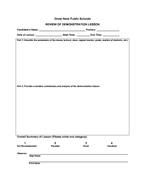 Review of Demonstration Lesson