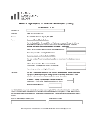 Medicaid Eligibility Rate Form