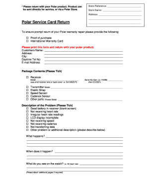 Polar Product Warranty Repair Form