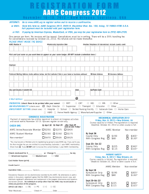 AARC Congress 2012 Registration Form