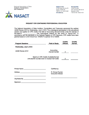 Request for Continuing Professional Education