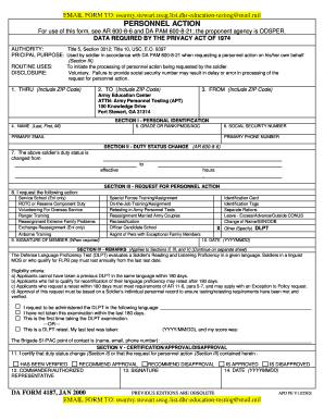 DA Form 4187 Personnel Action