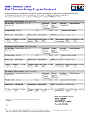MHBP Part B Premium Savings Program Enrollment Form