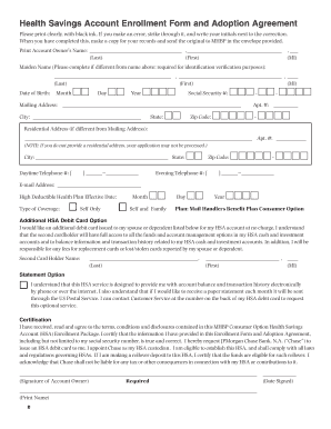 Health Savings Account Enrollment Form