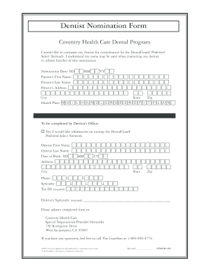 Dentist Nomination Form