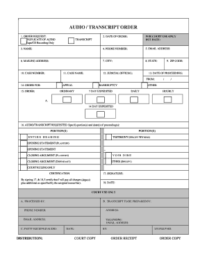 Audio Transcript Order Form