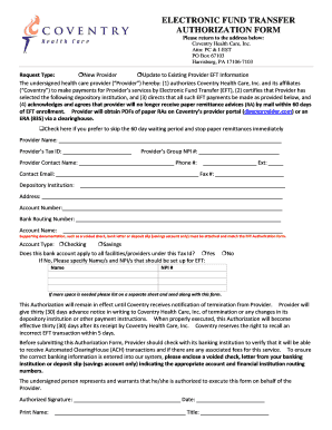 Electronic Fund Transfer Authorization Form