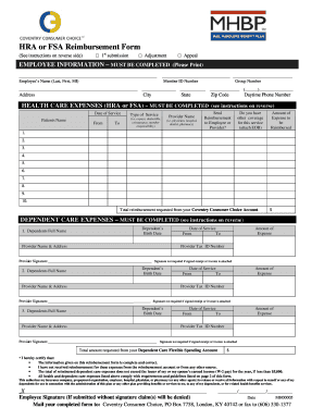 HRA or FSA Reimbursement Form