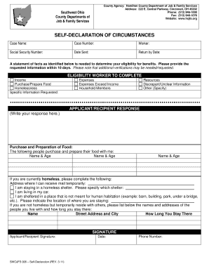 Hamilton County Self-Declaration of Circumstances