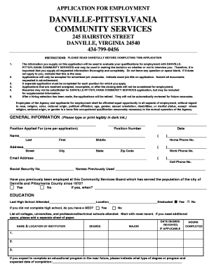 Danville-Pittsylvania Community Services Employment Application