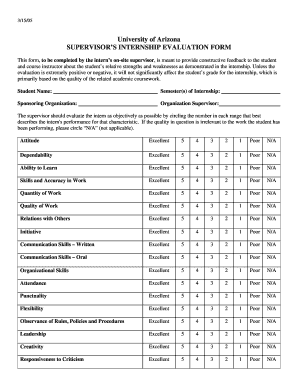 Supervisor’s Internship Evaluation Form