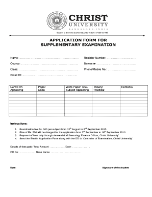 Supplementary Examination Application Form
