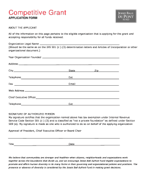 Competitive Grant Application Form
