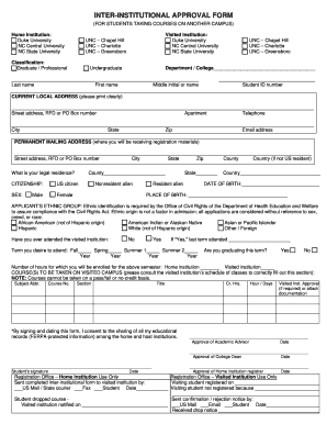 Inter-Institutional Approval Form