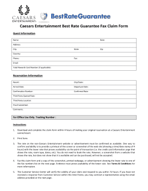 Caesars Entertainment Best Rate Guarantee Fax Claim Form