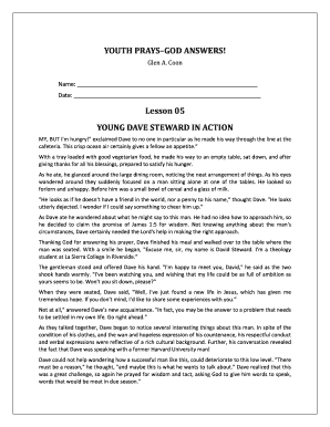 Youth Prays God Answers Lesson 05