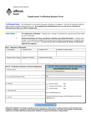 Employment Verification Request Form