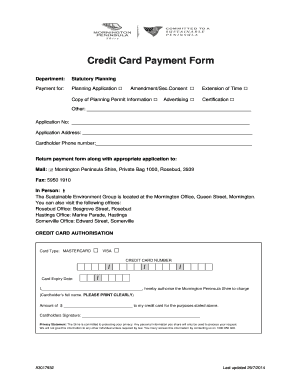 Credit Card Payment Form for Planning Application