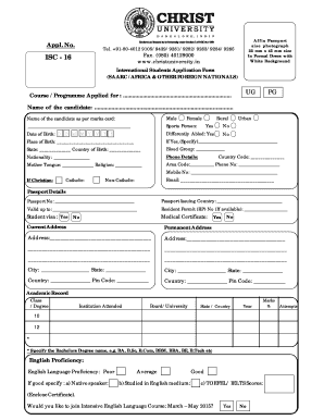 International Students Application Form