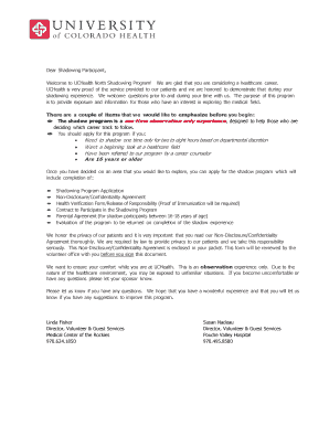 UCHealth North Shadowing Program Application